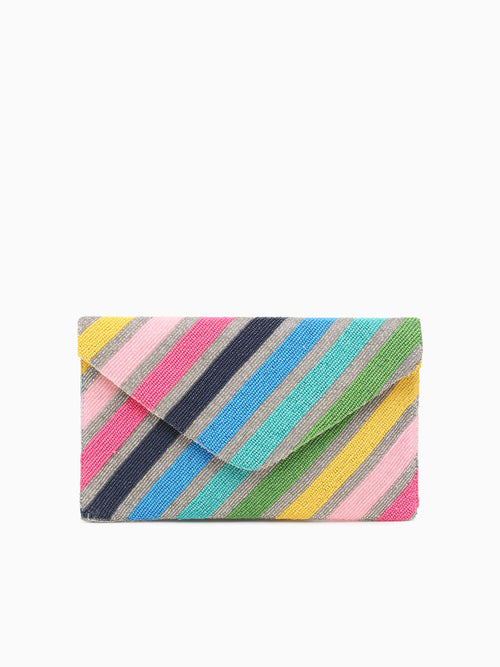 Chevron Beaded Clutch Multi