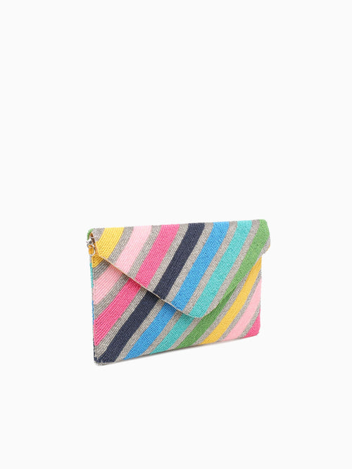 Chevron Beaded Clutch Multi