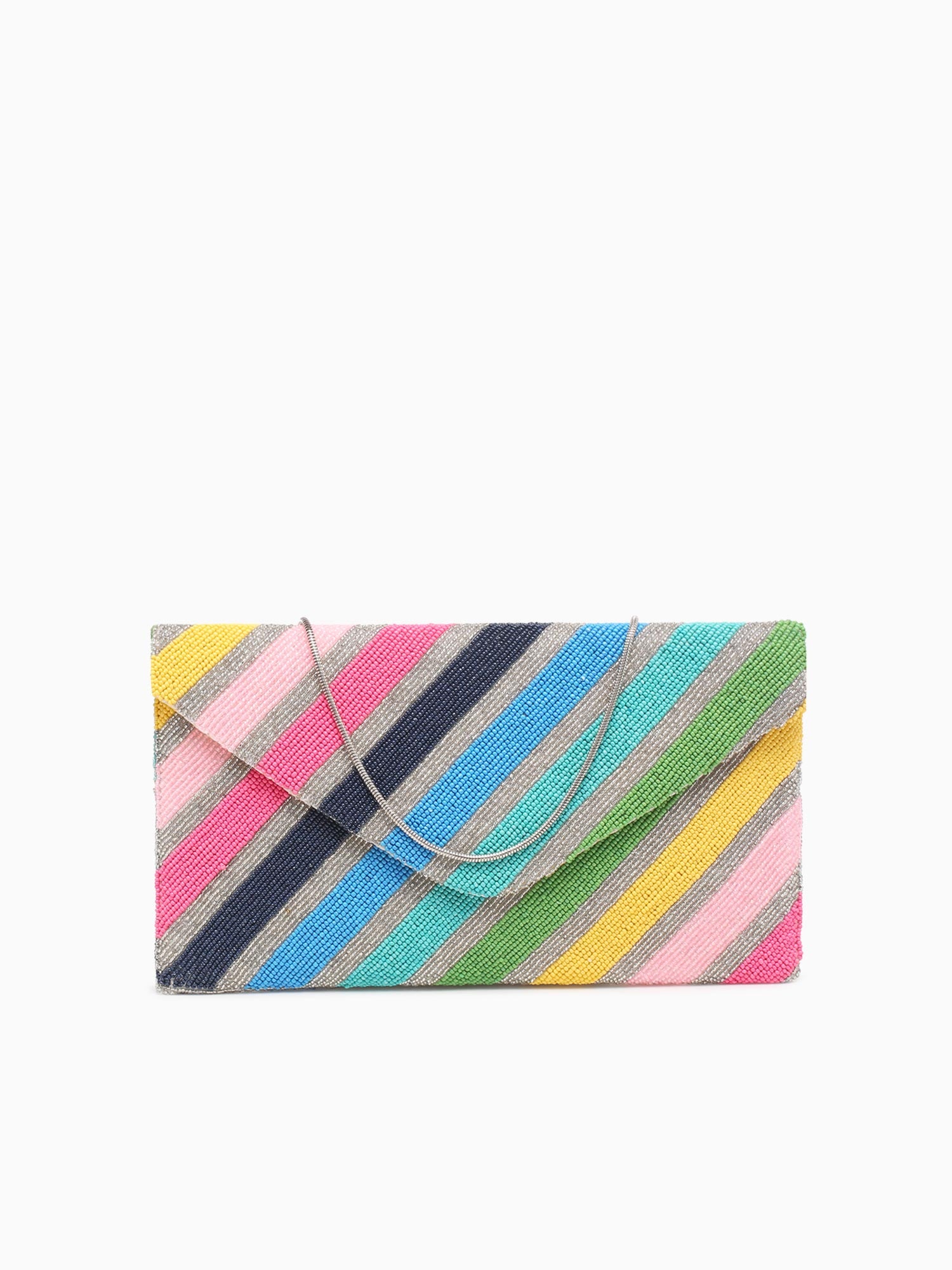 Chevron Beaded Clutch Multi