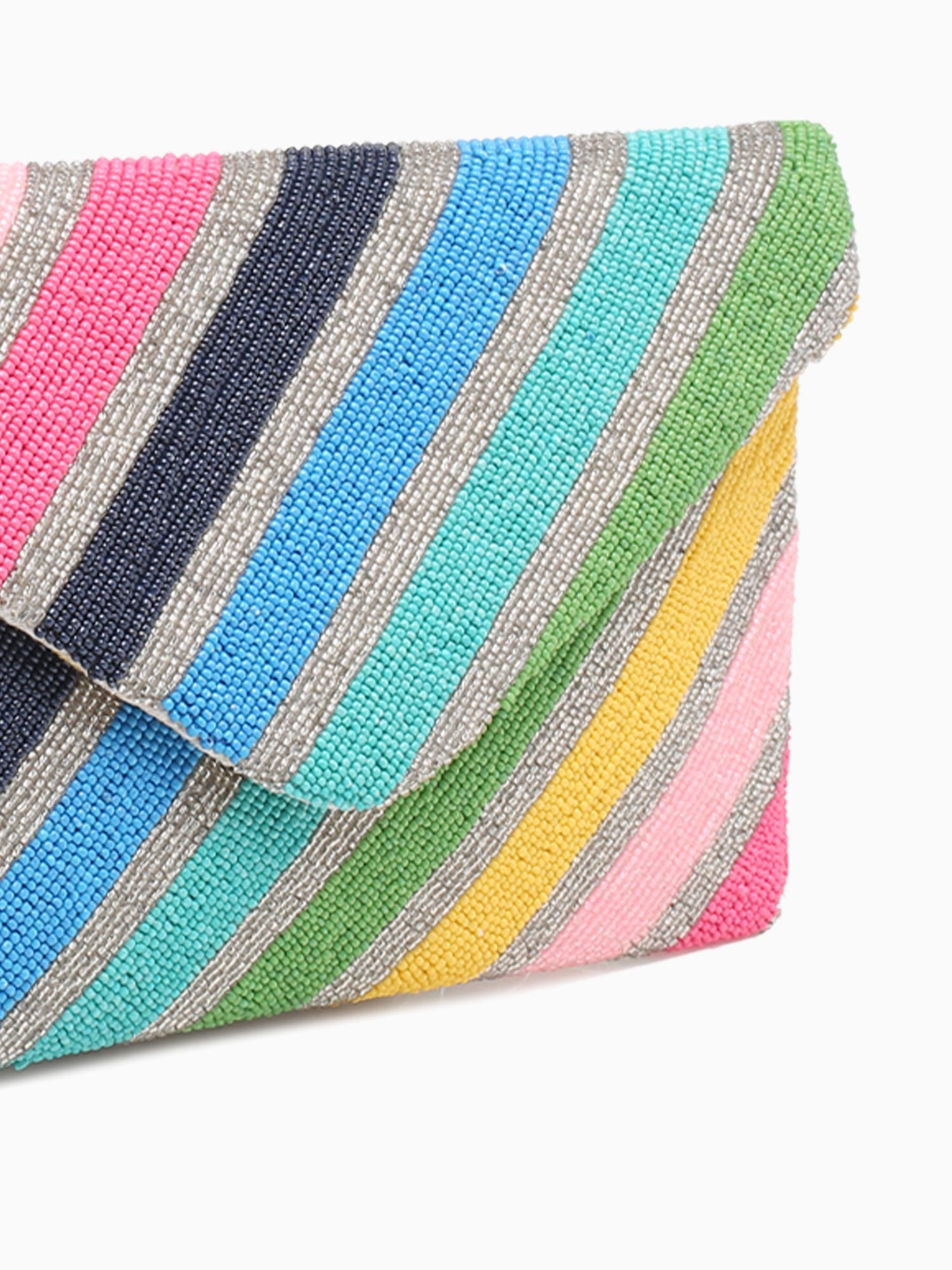 Chevron Beaded Clutch Multi