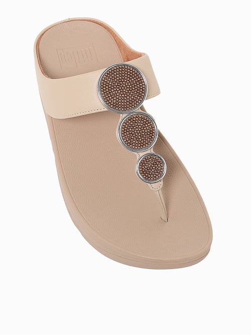 Halo Bead Circle Latte Beige Leather Light Brown / 5 / M