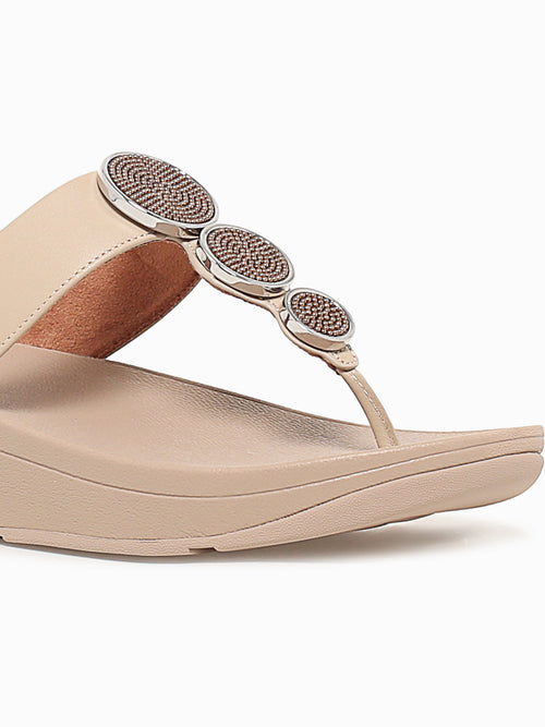 Halo Bead Circle Latte Beige Leather Light Brown / 5 / M