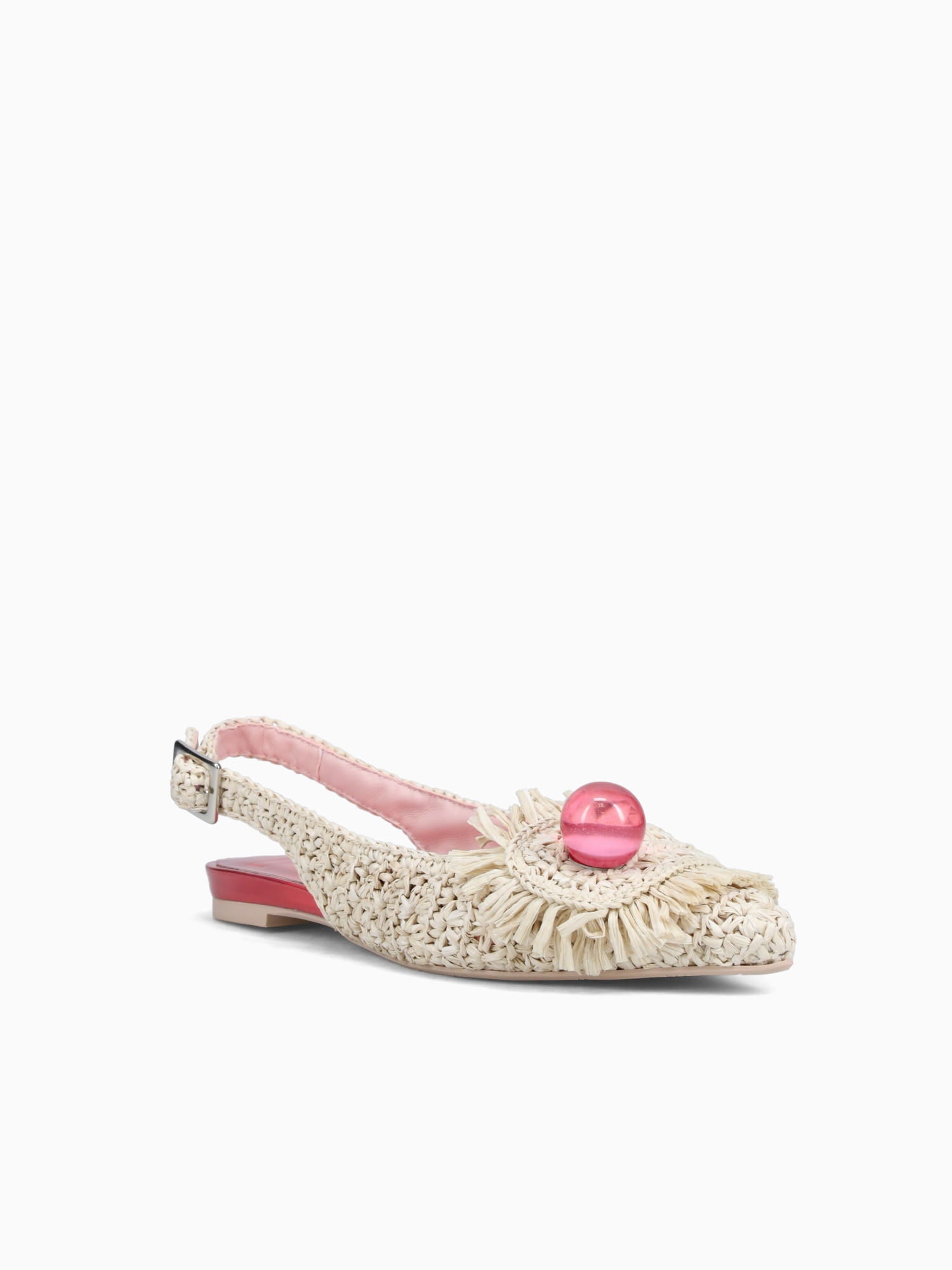 7658 Beige Fuxia hook raffia Beige / 36 / M