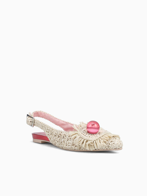 7658 Beige Fuxia hook raffia Beige / 36 / M