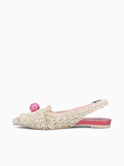 7658 Beige Fuxia hook raffia Beige / 36 / M