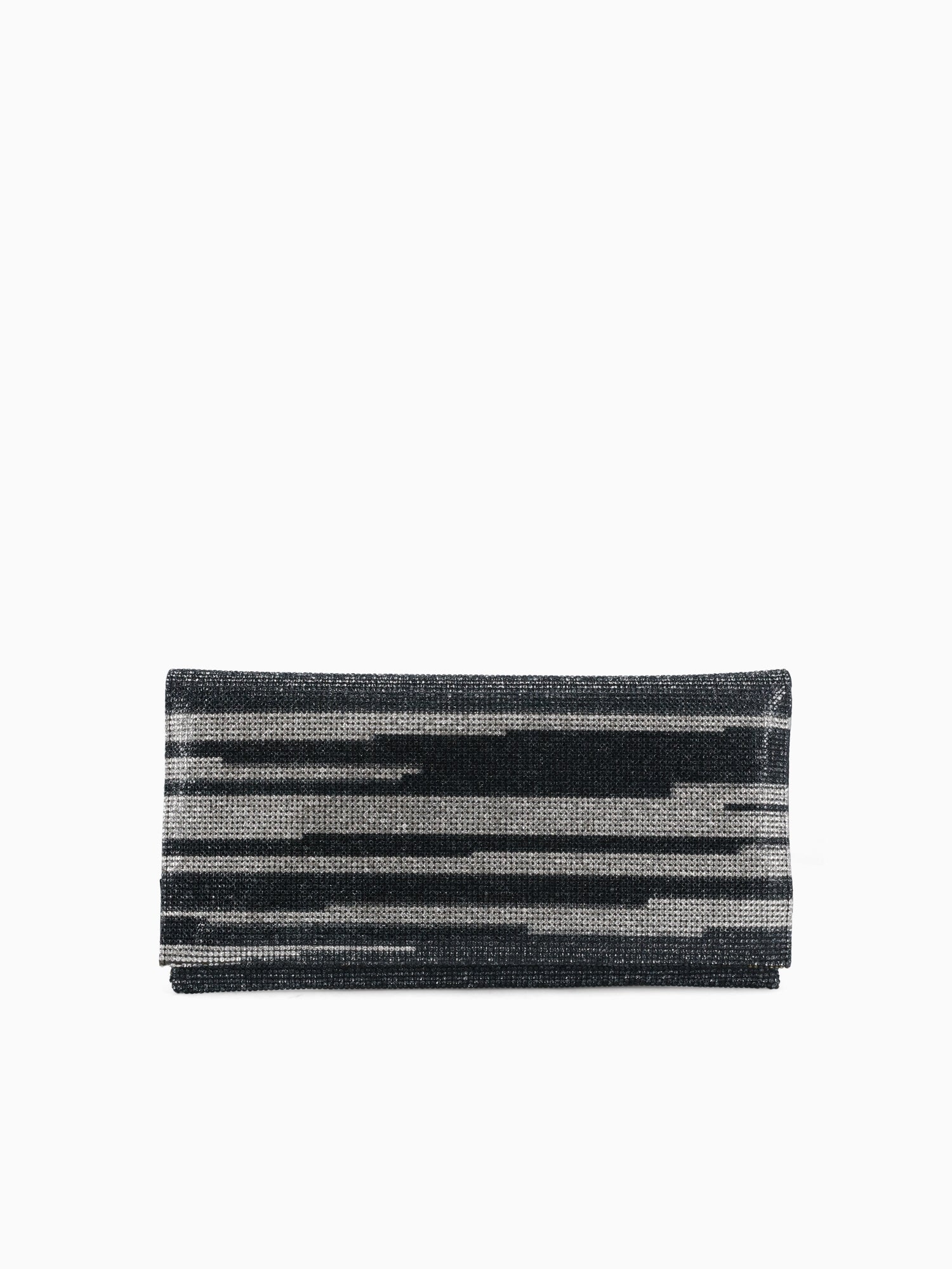 Crystal Panel Fold Over Clutch Black Black