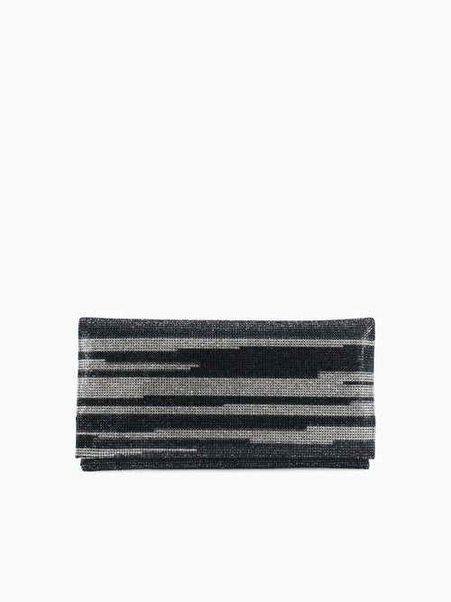 Crystal Panel Fold Over Clutch Black Black