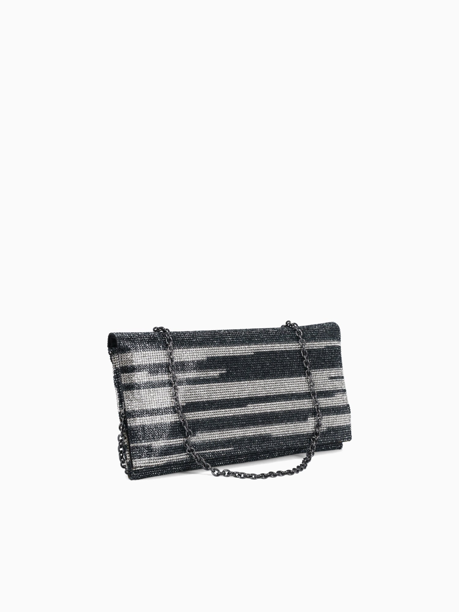 Crystal Panel Fold Over Clutch Black Black