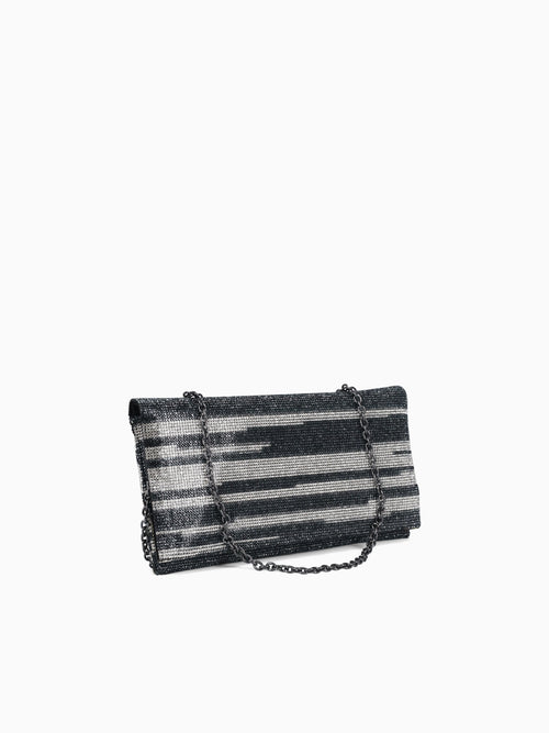 Crystal Panel Fold Over Clutch Black Black