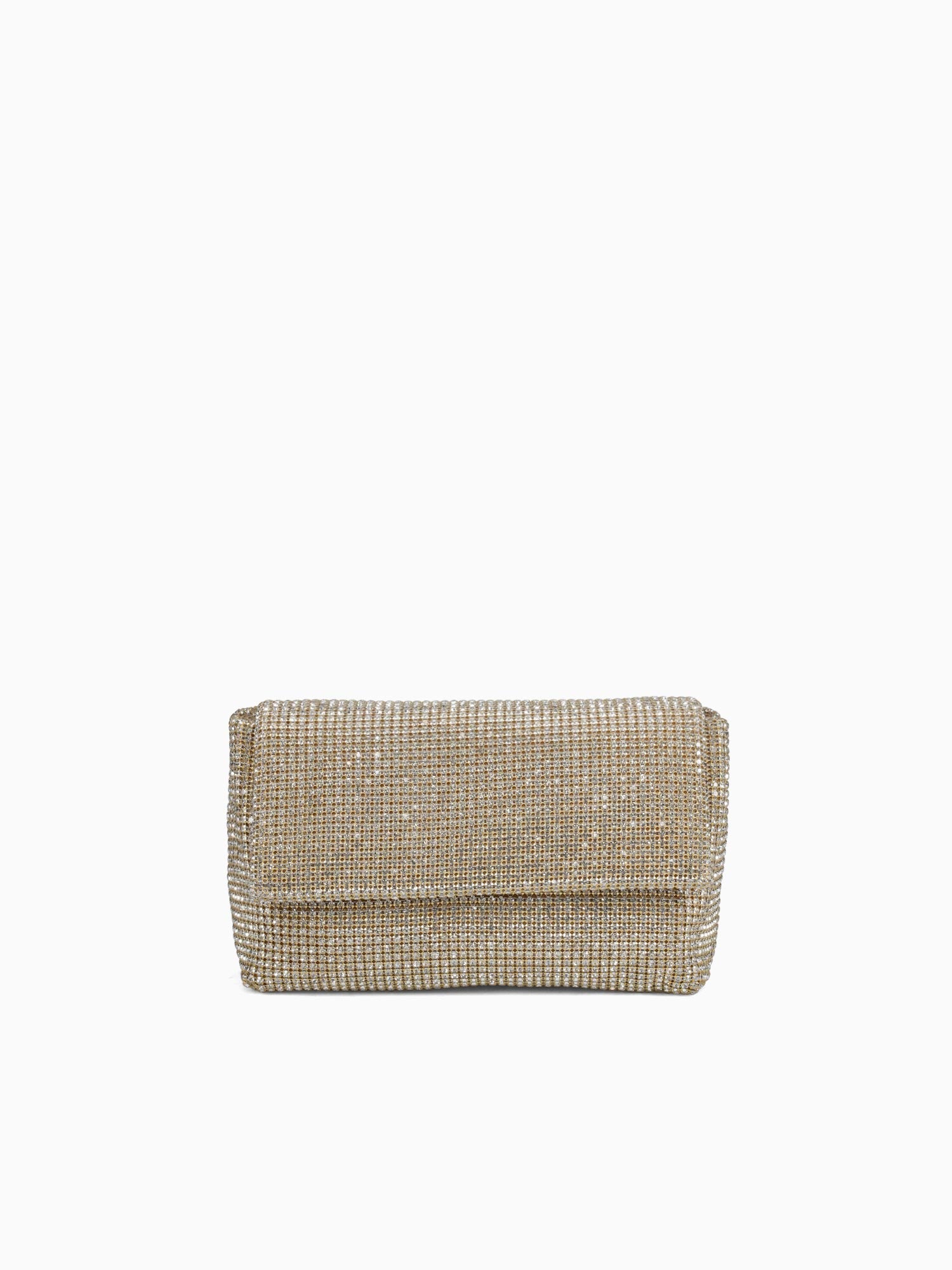 Rhinestone Flap Bag Gold Gold