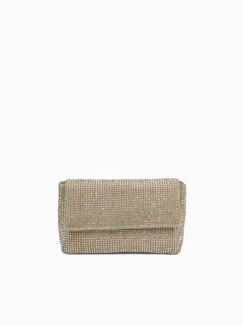 Rhinestone Flap Bag Gold Gold