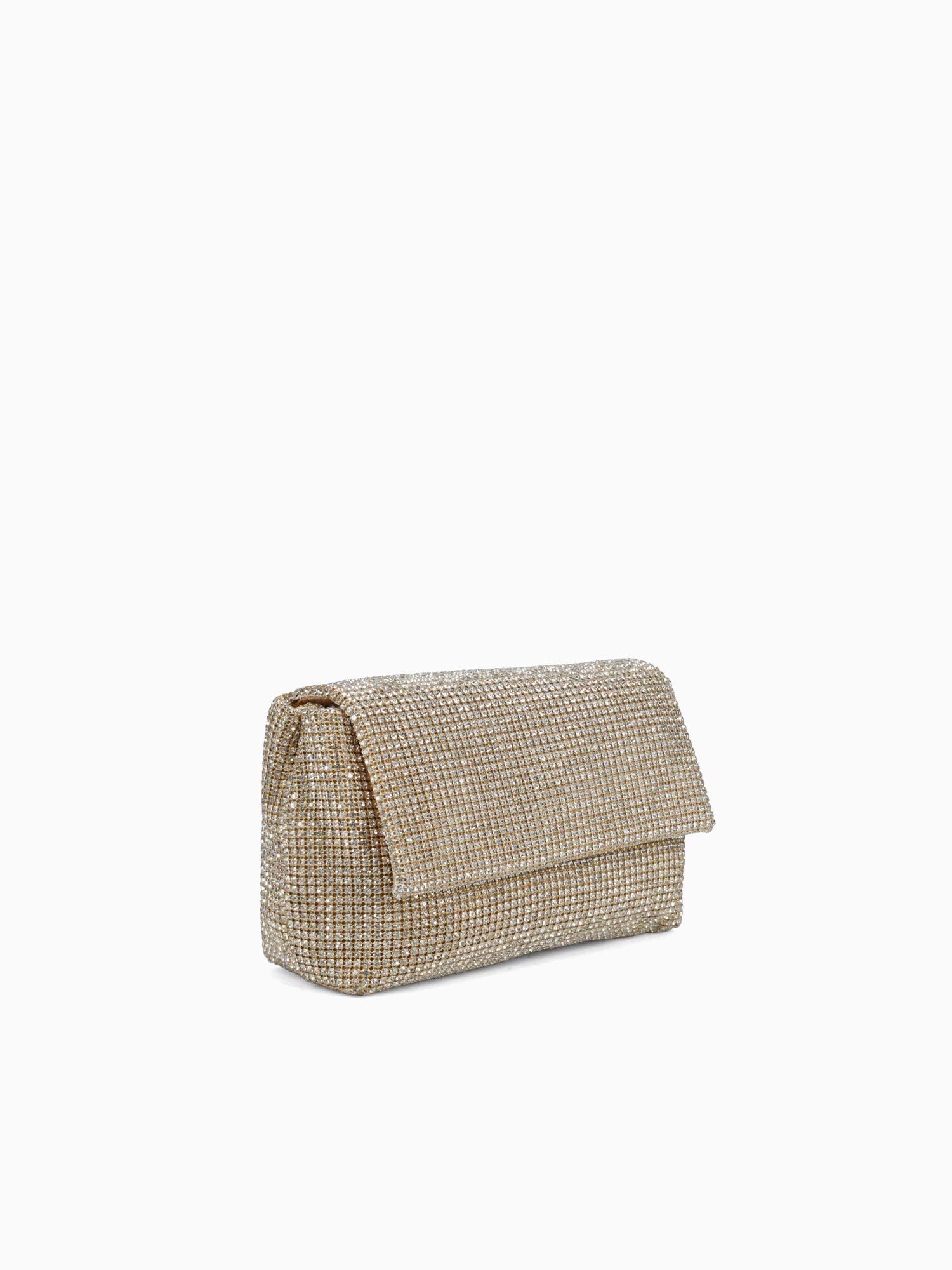 Rhinestone Flap Bag Gold Gold
