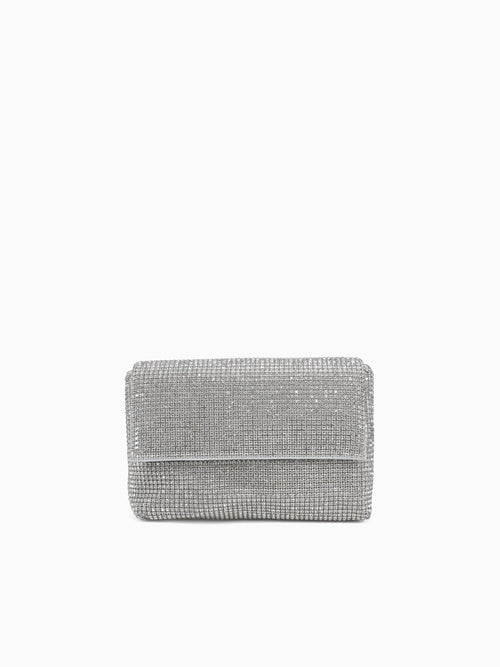 Rhinestone Flap Bag Silver Silver