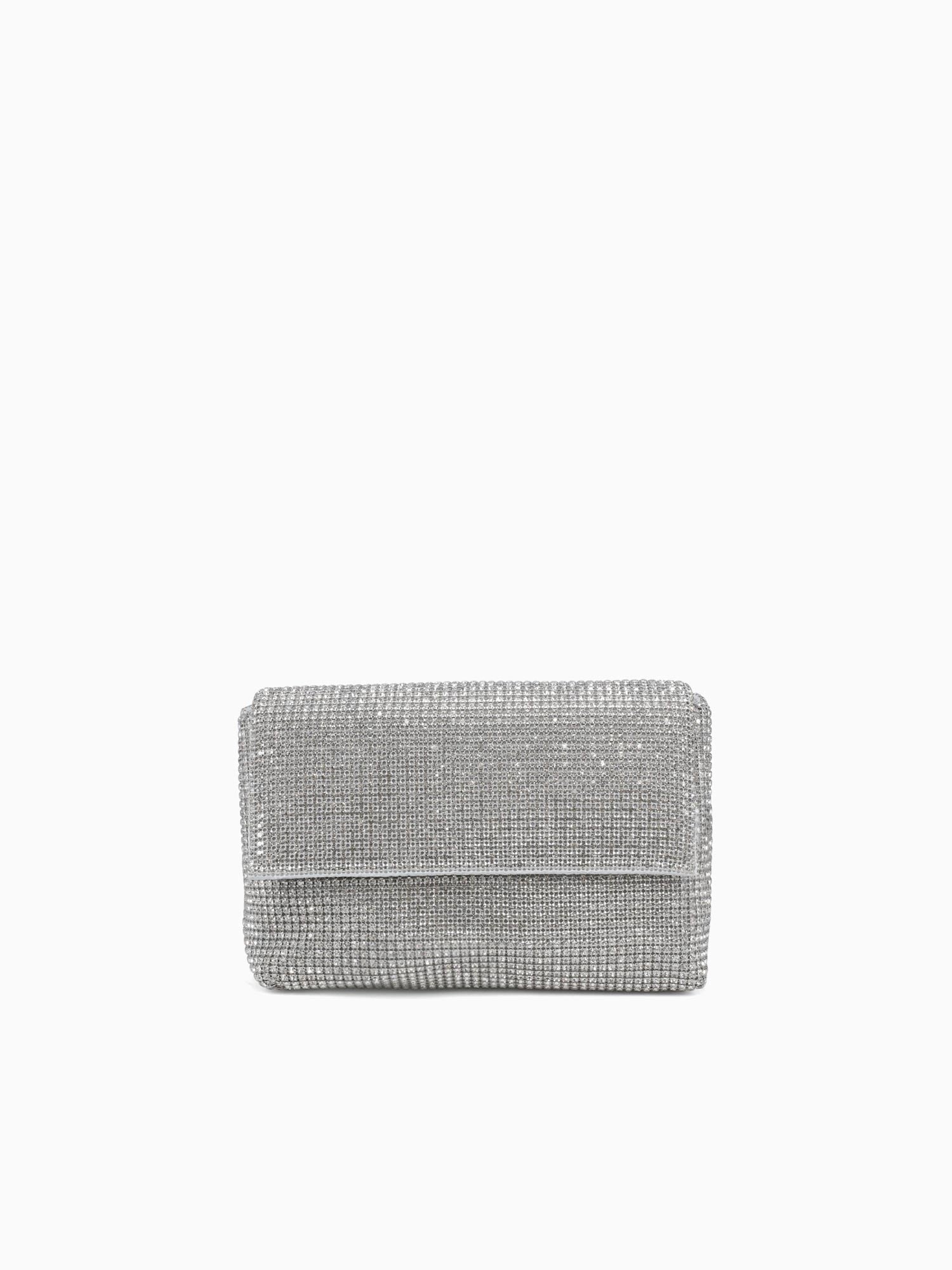 Rhinestone Flap Bag Silver Silver