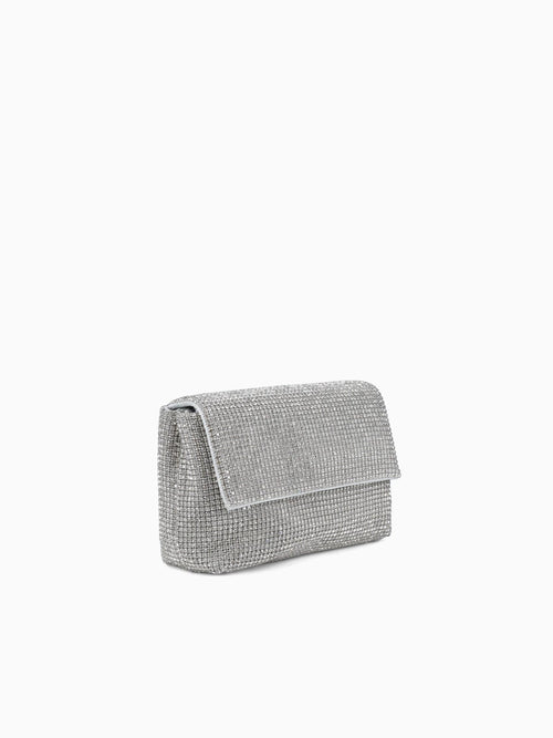 Rhinestone Flap Bag Silver Silver