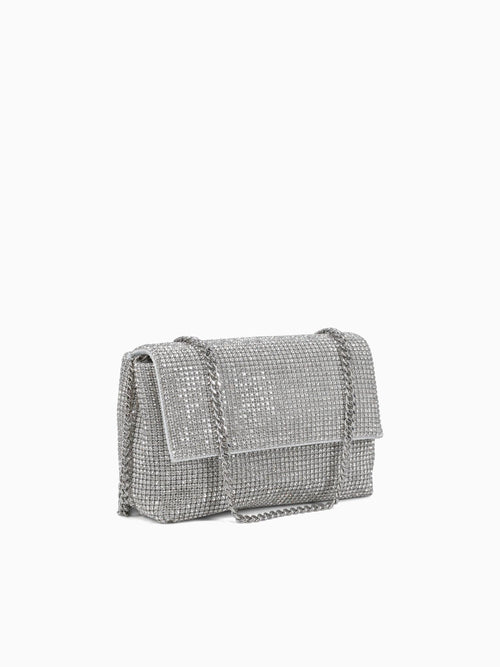 Rhinestone Flap Bag Silver Silver