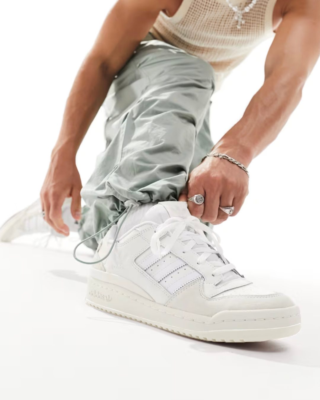 Forum Low White Grey leather