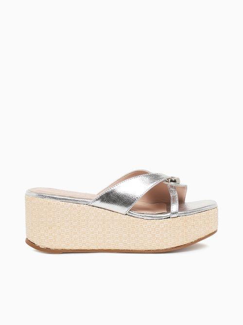 Olivia Silver Metal Leather Silver / 5 / M
