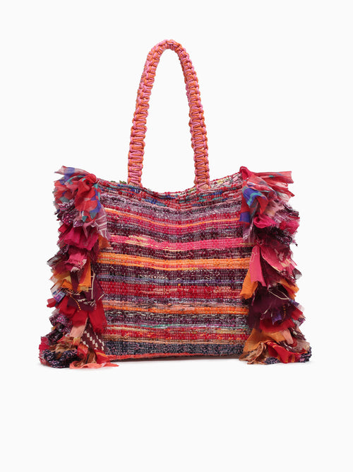 Fringed Tote Fuchsia Pink