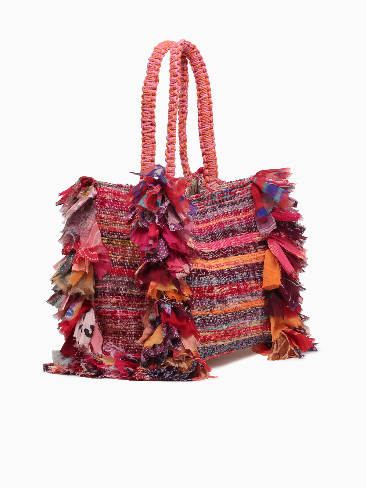Fringed Tote Fuchsia Pink