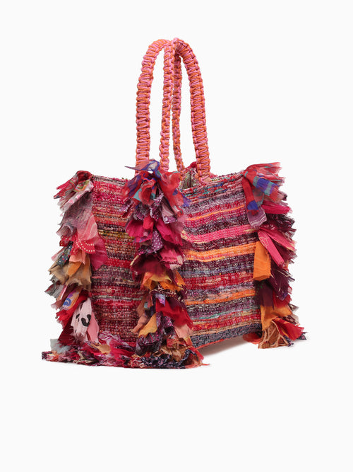Fringed Tote Fuchsia Pink