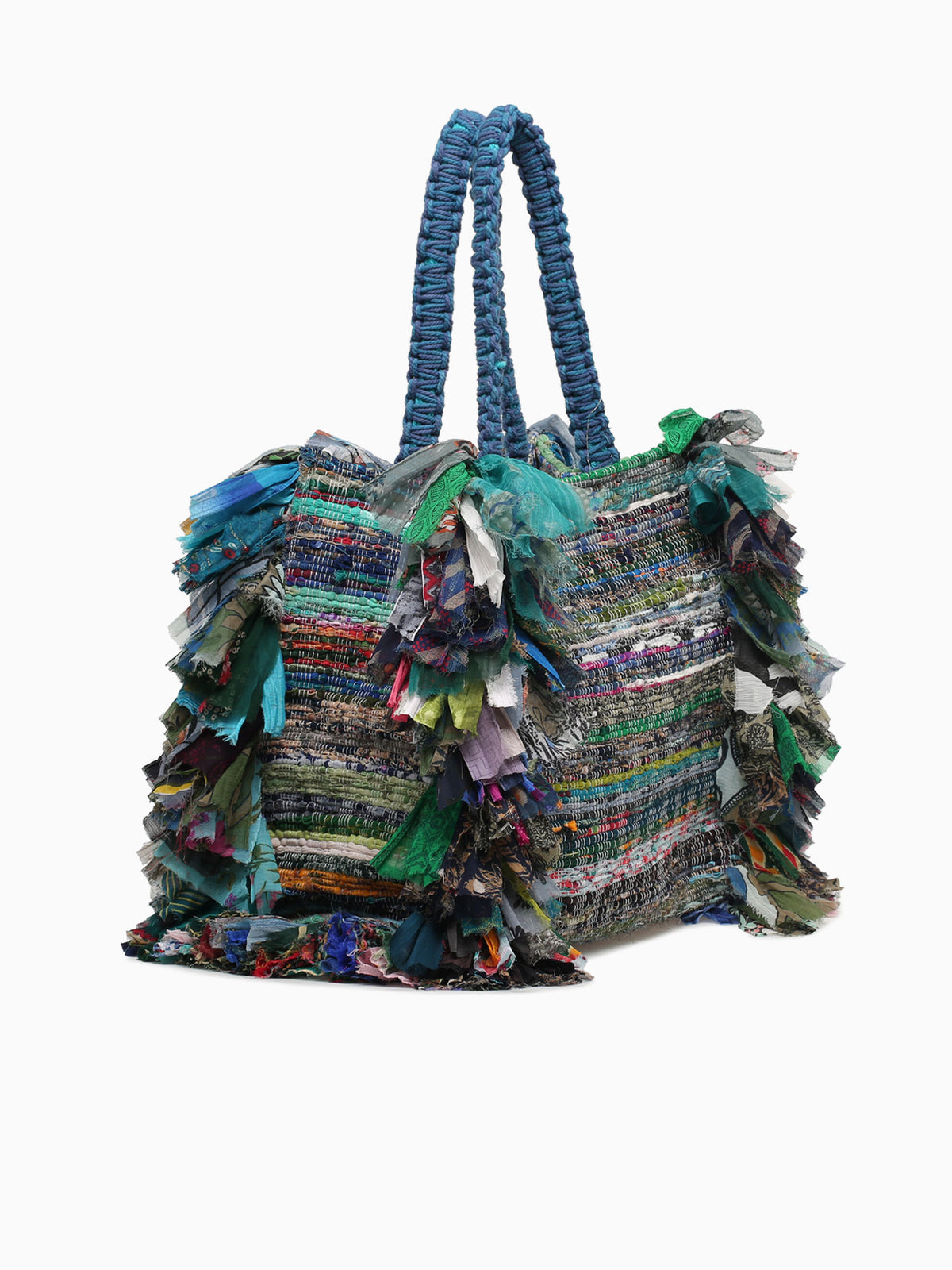 Fringed Tote Blue Blue