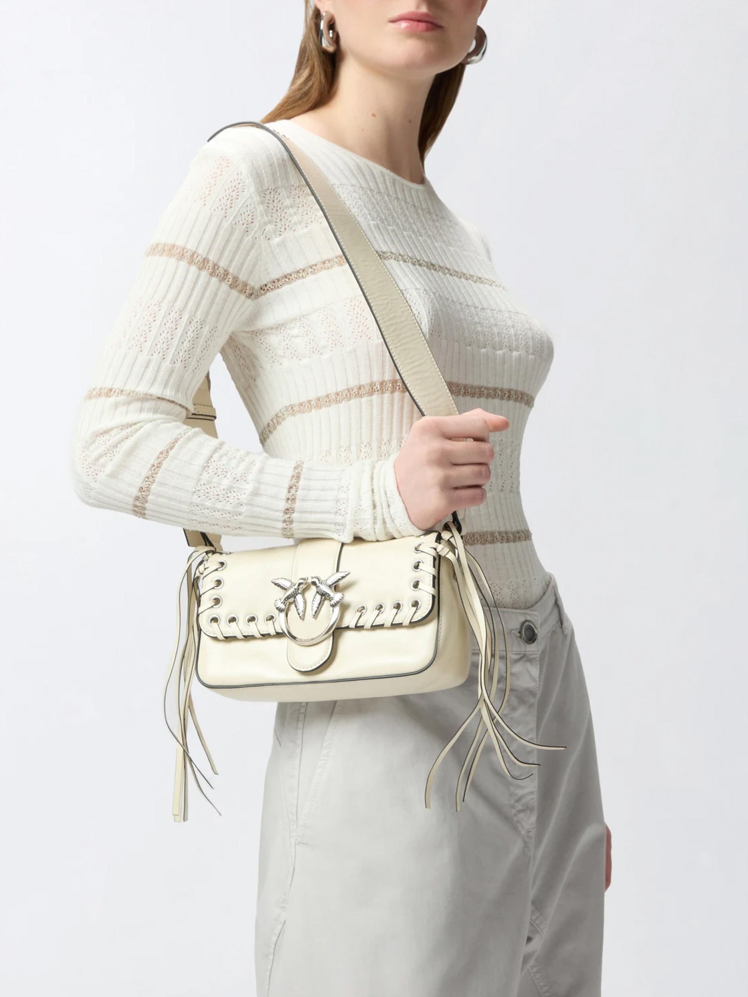 Love One Mini Slouchy Fl Bianco Seta White