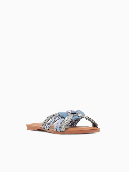 994p Blue Leather Raffia Blue / 5 / M