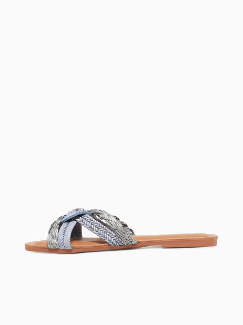994p Blue Leather Raffia Blue / 5 / M