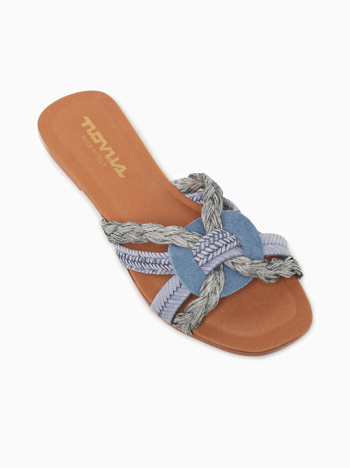 994p Blue Leather Raffia Blue / 5 / M