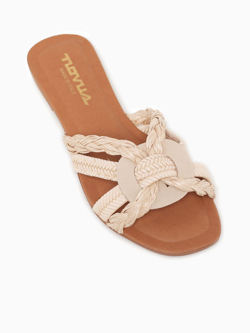 994p Natural Leather Raffia Natural / 5 / M