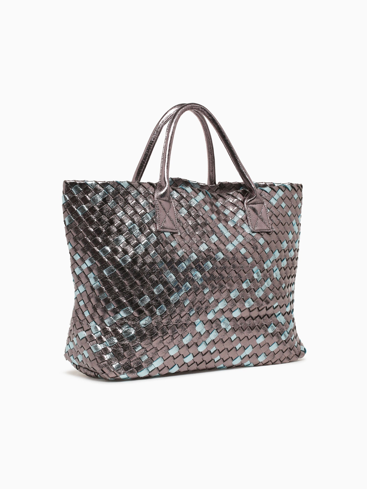 Woven Tote Pewter Multi Grey Multi