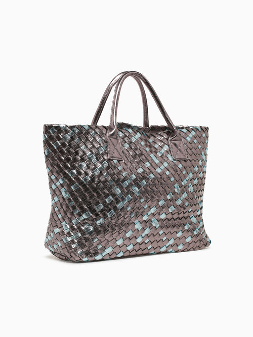 Woven Tote Pewter Multi Grey Multi