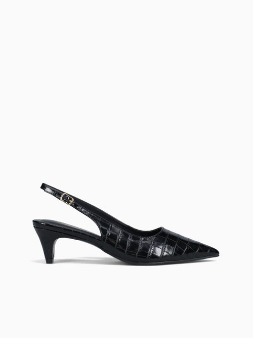 Maxi Black Croco Leather Black / 5 / M