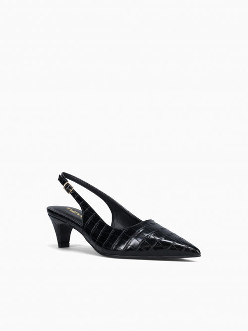 Maxi Black Croco Leather Black / 5 / M