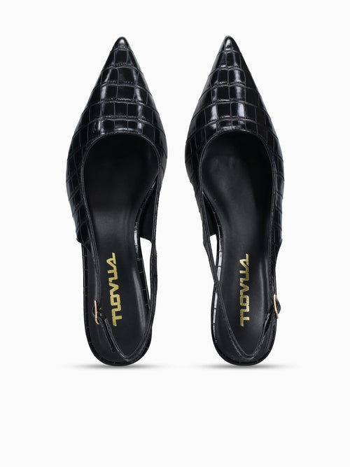 Maxi Black Croco Leather Black / 5 / M