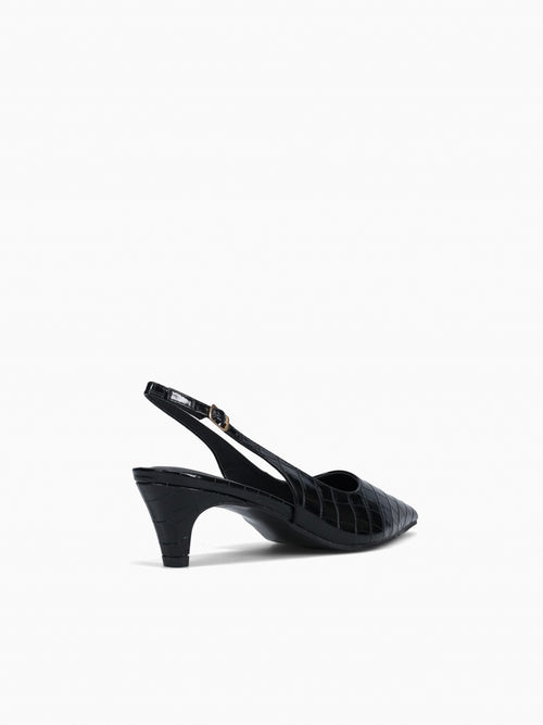 Maxi Black Croco Leather Black / 5 / M