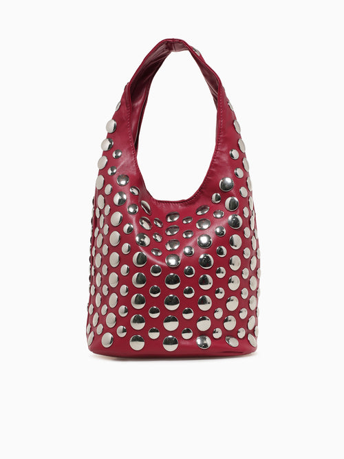 Studded Shoulder Bag Wine Wine