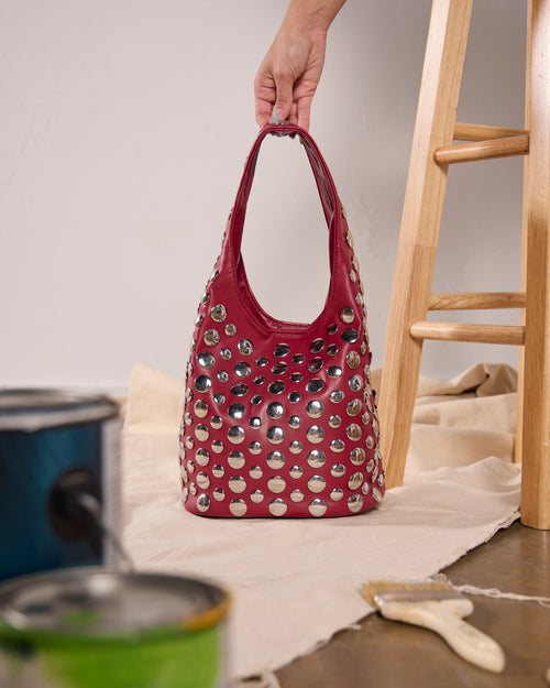 Studded Shoulder Bag Wine