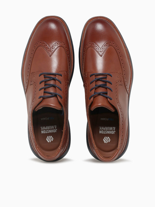 Larkin Wing Tip Tan Leather 204168 Tan / 8 / M
