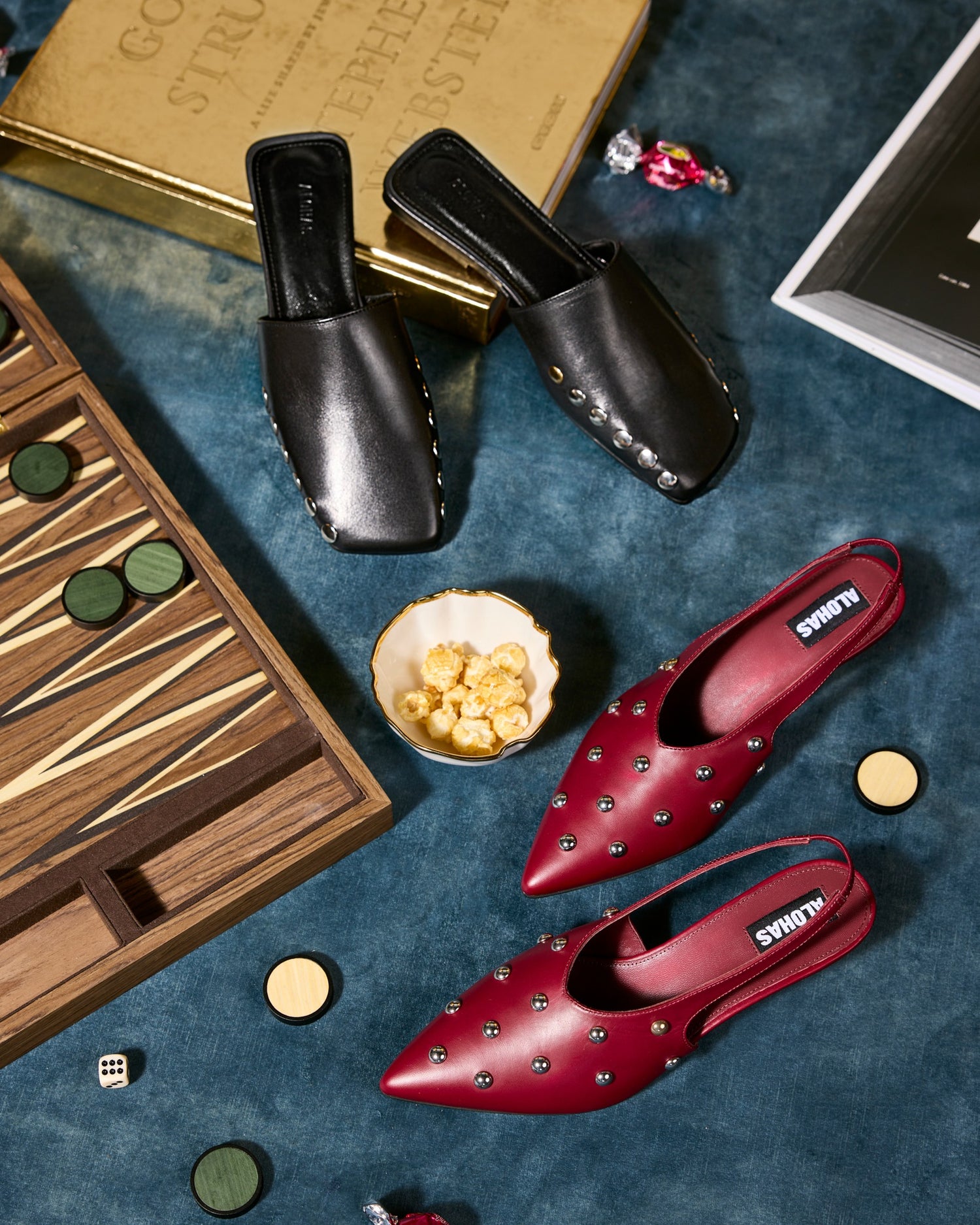 Eros Studs Burgundy Leather