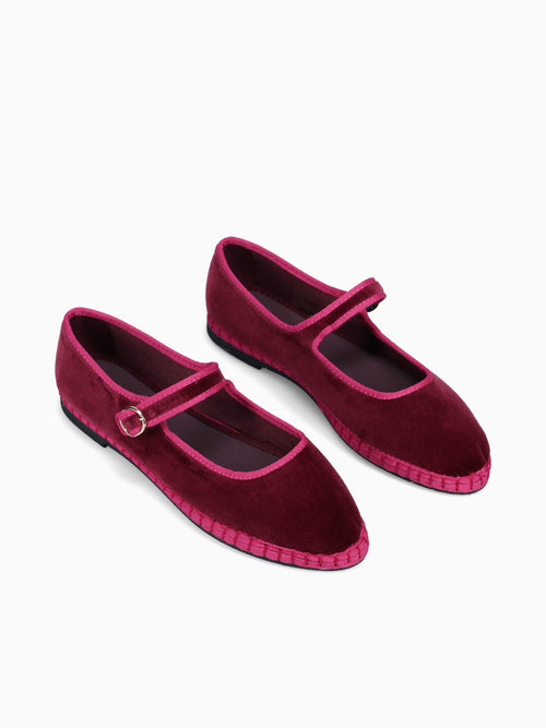 Mary Jane Ursula Burgundy Velvet Dark Red / 5 / M