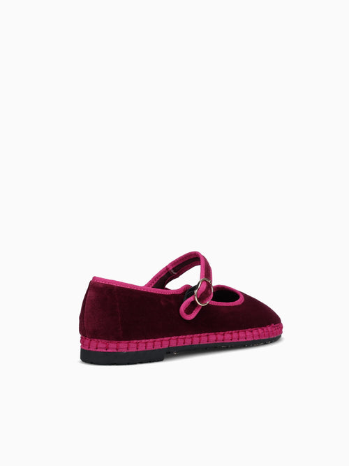 Mary Jane Ursula Burgundy Velvet Dark Red / 5 / M