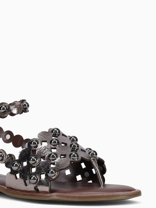 Agnes Pewter Crystal Leather Pewter / 5 / M