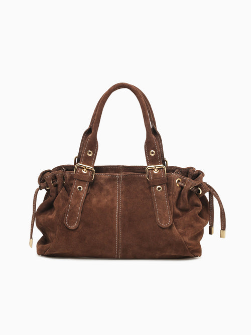 Beltran Suede Top Handle Taupe Taupe