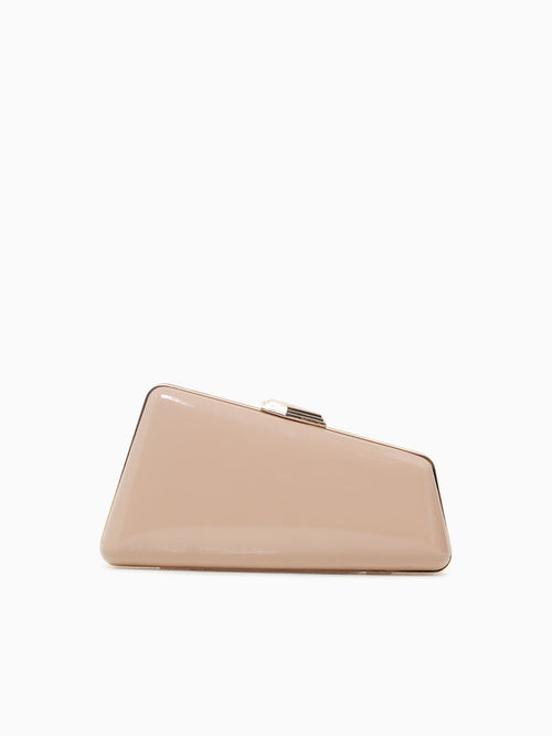 Irene Patent Box Bag Nude Beige