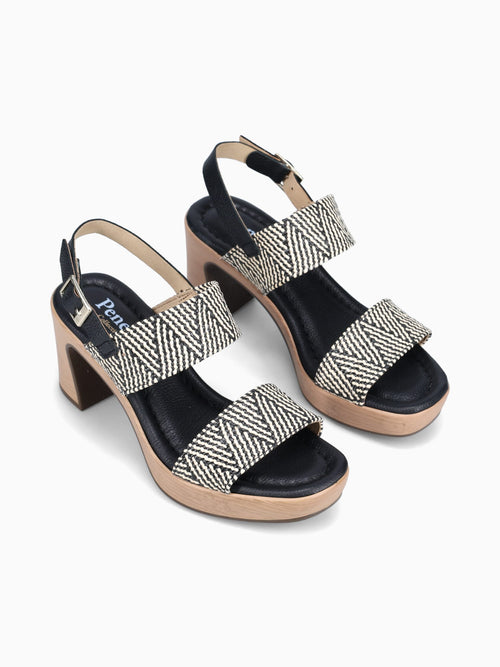 6336 Negro beige raffia Black / 36 / M