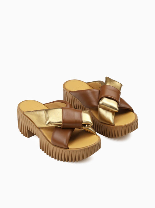 Plia Bow Gold Metallic Leather Gold / 36 / M