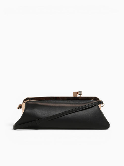 Valentina Kisslock Clutch Black Black