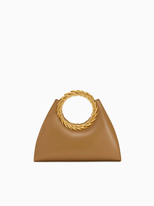 Amiya Leaf Top Handle Brown Brown